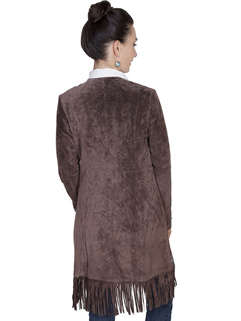 (image for) Fringe embroidered suede coat
